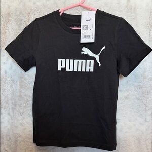 Puma Kids Black Tee with White Logo